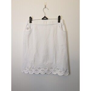 Quacker Factory Smile N' Style White Scalloped Eyelet Skort Rhinestons Size XS